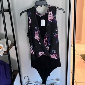 Low front floral body suit